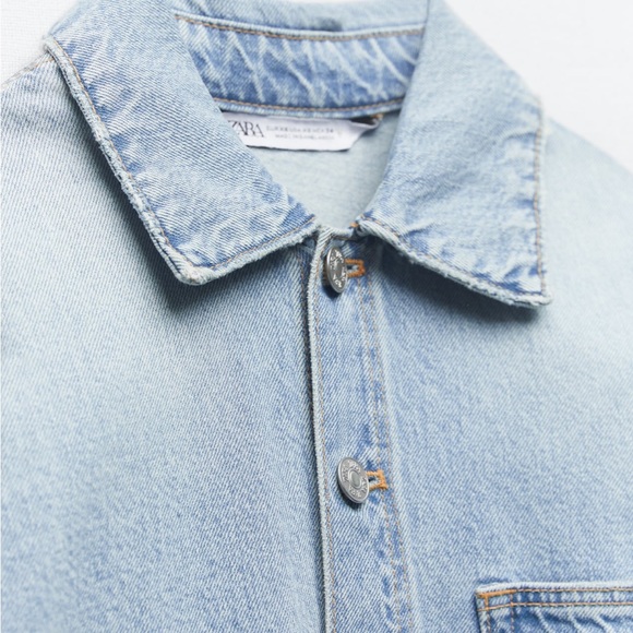 NWT Zara Short Denim Jean Jumpsuit Romper - Picture 9 of 14